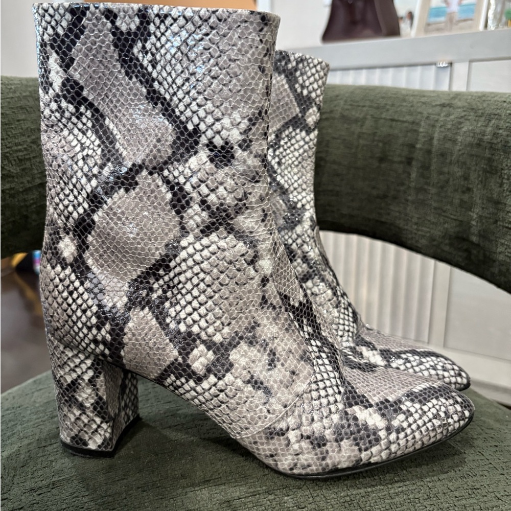 AREA snakeskin leather booties